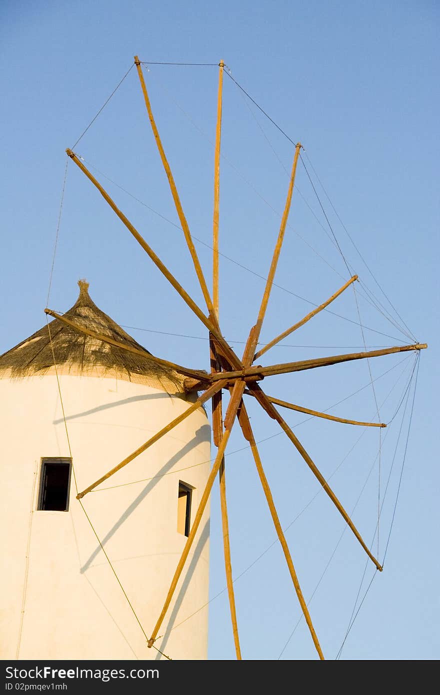 A windmill in santorini, greek island