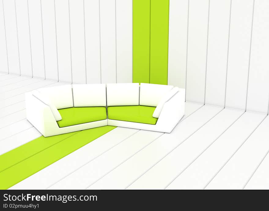 Sofa in abstract interior