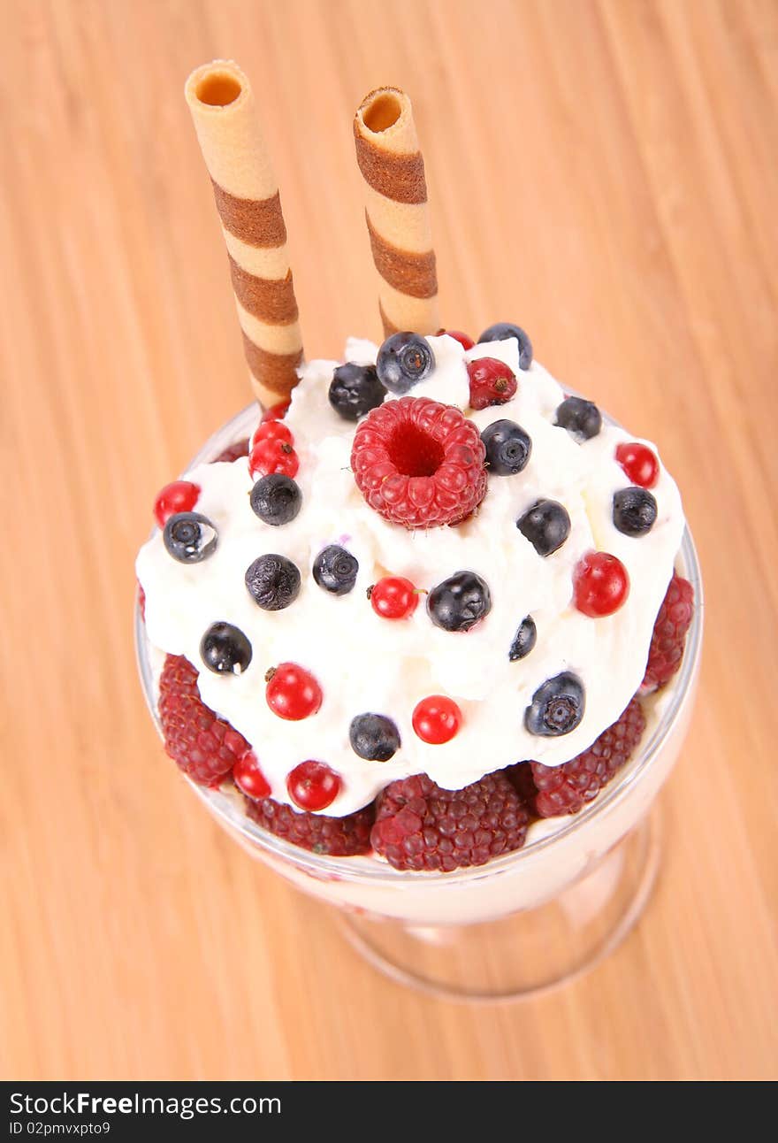 Whipped cream with fruits