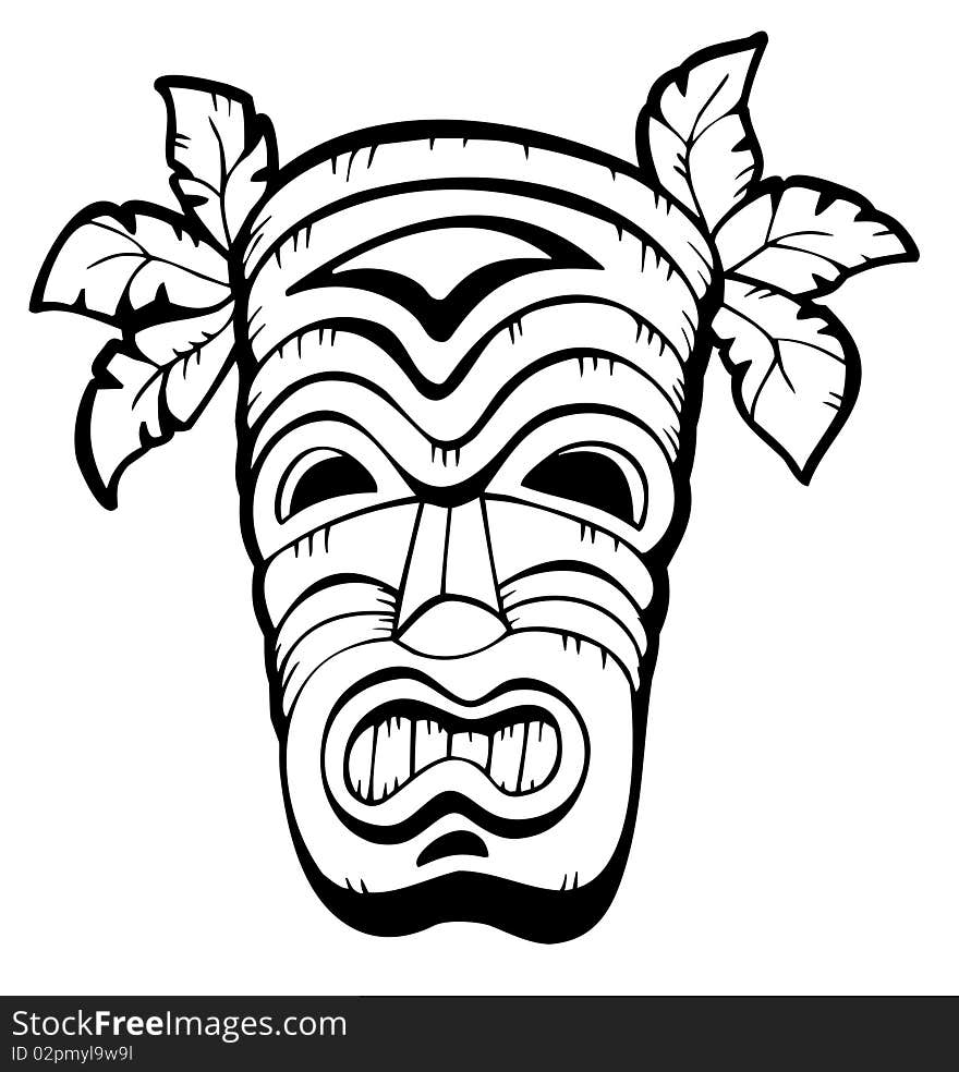 Wooden Hawaiian mask - illustration.