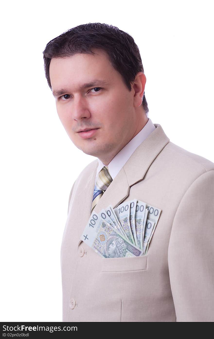 Businessman with full pocket