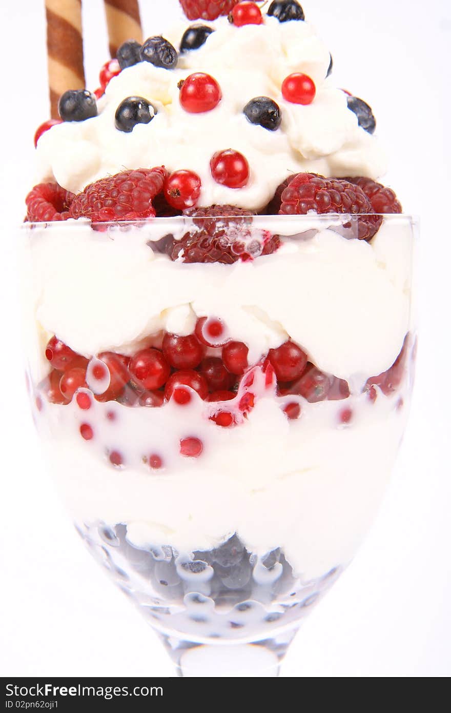 Whipped cream with fruits