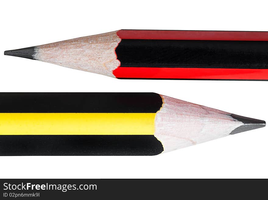 Close Up Of Two Pencils Isolated On White