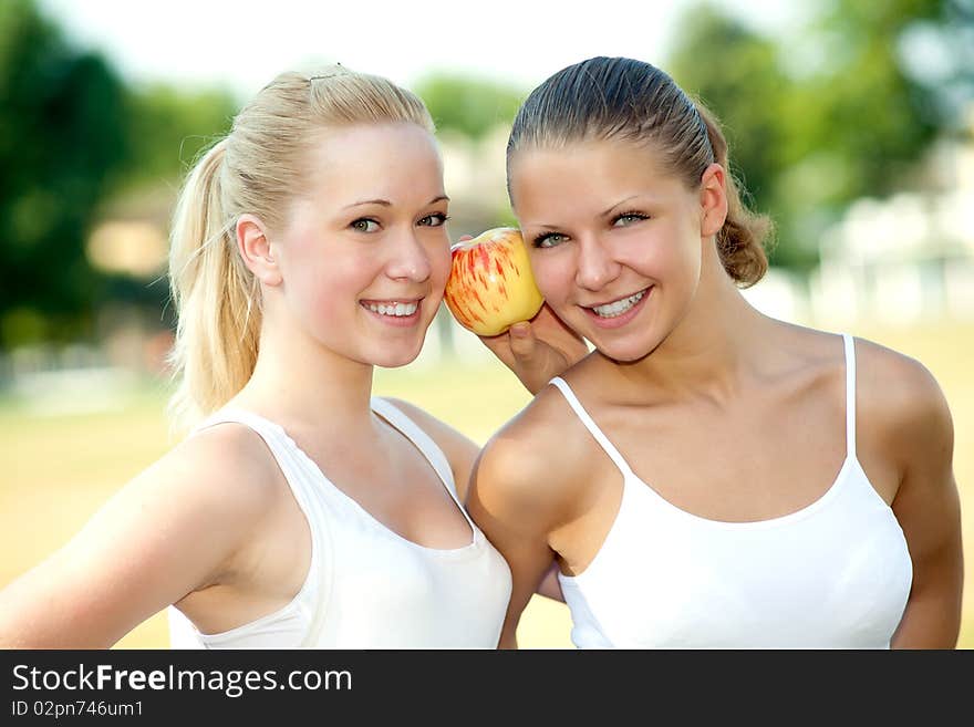 The girls with an apple