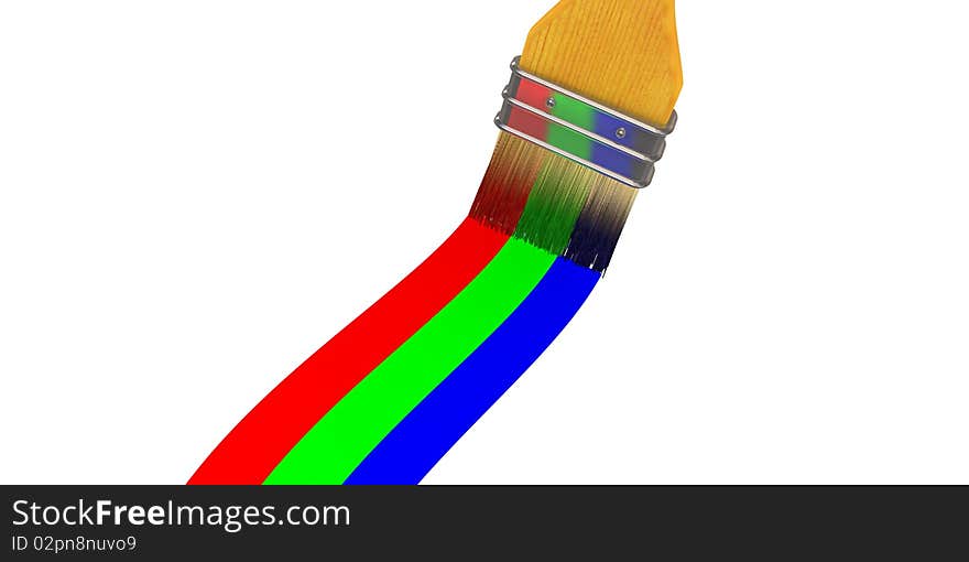 Paintbrush. White background, 3d render