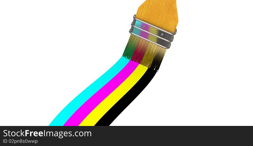 Paintbrush. White background, 3d render