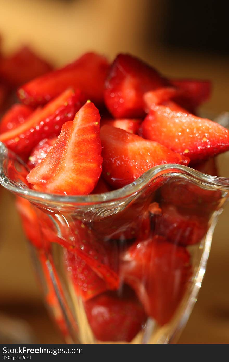 Closeup of strawberry dessert in glass. Closeup of strawberry dessert in glass