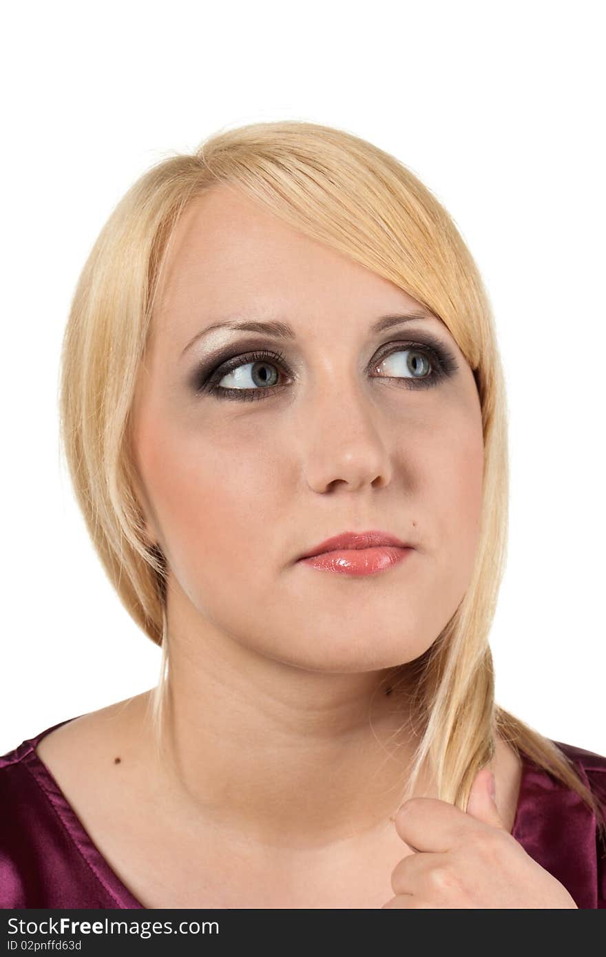 Close-up portrait of caucasian young woman with make-up. Close-up portrait of caucasian young woman with make-up