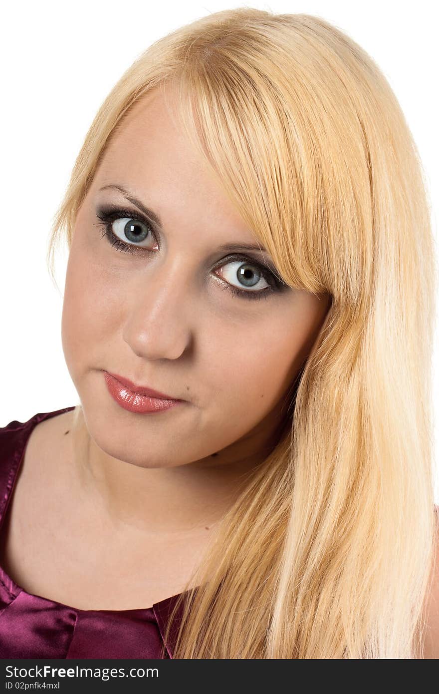 Close-up portrait of caucasian young woman with make-up. Close-up portrait of caucasian young woman with make-up