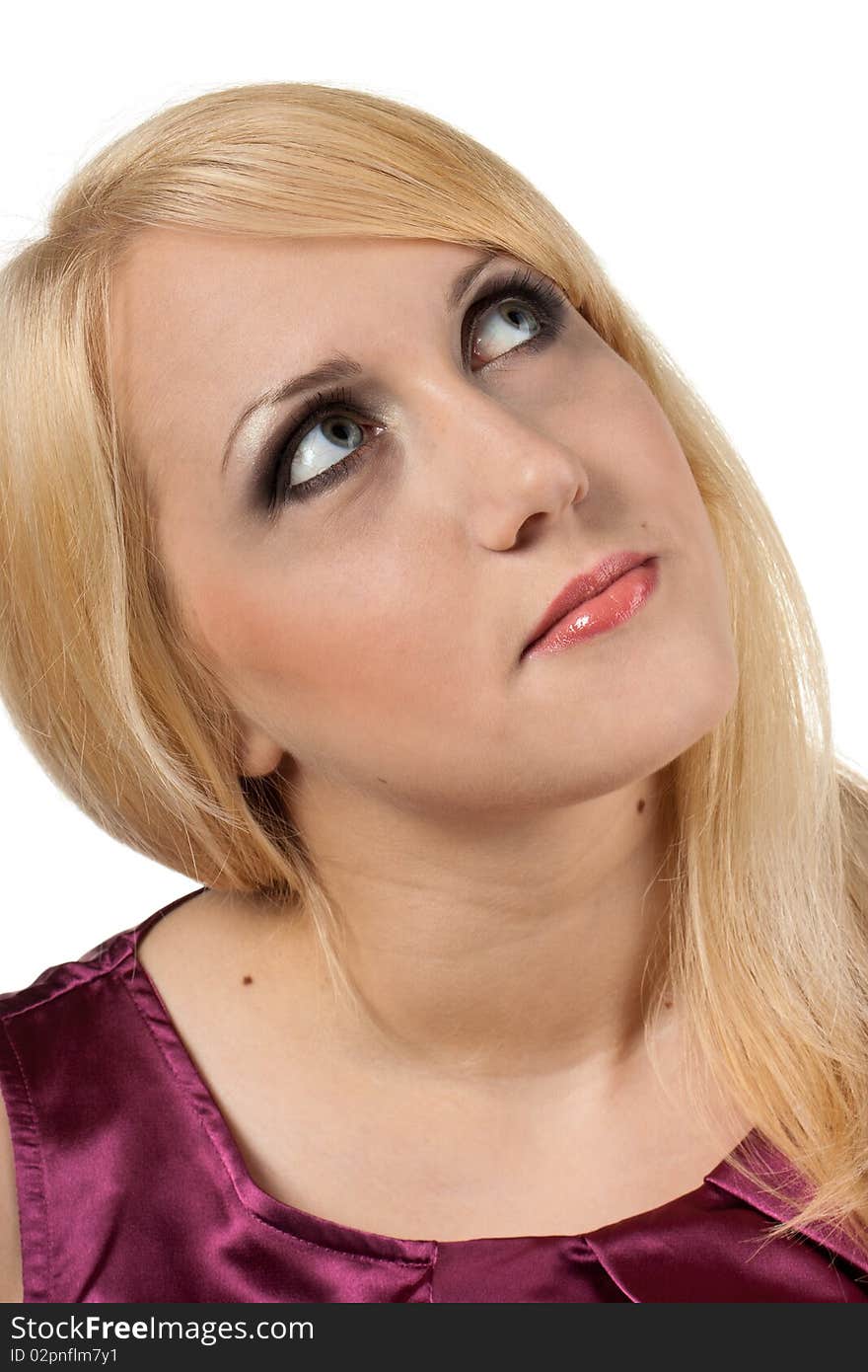 Close-up portrait of caucasian young woman with make-up. Close-up portrait of caucasian young woman with make-up