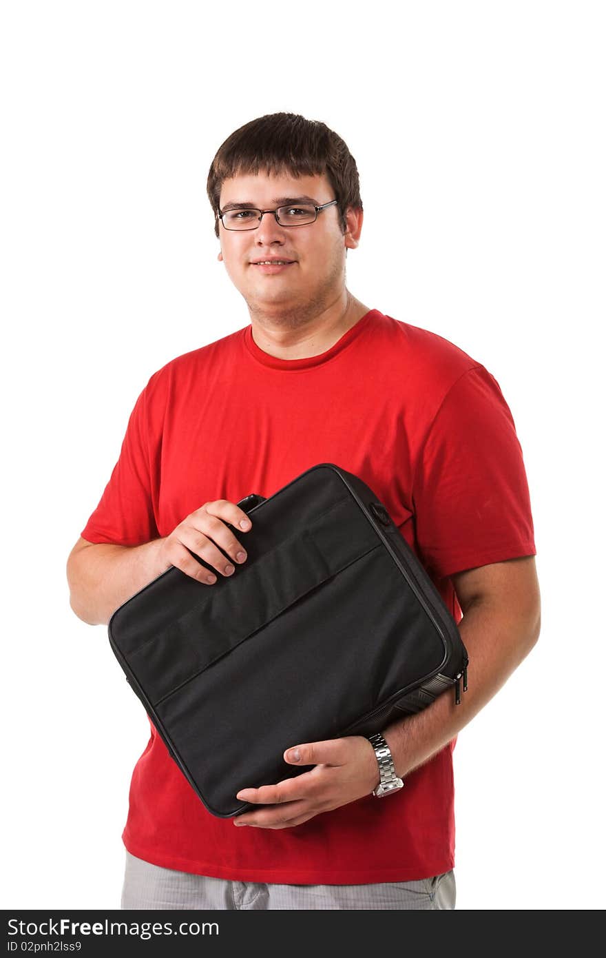 A young man with a briefcase. A young man with a briefcase