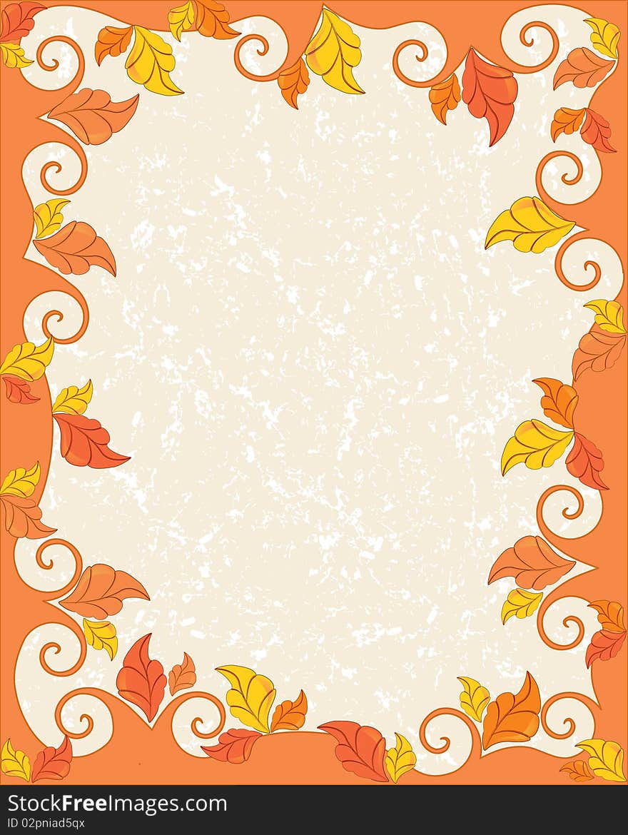 Beautiful ornate autumn frame with swirled elements