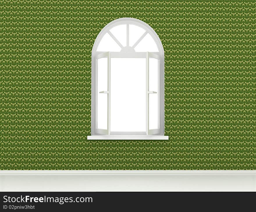 Open window. 3d rendered image