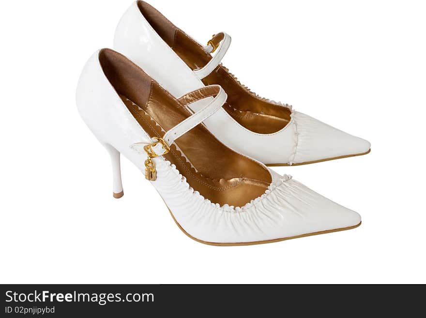 White shoes on a white background