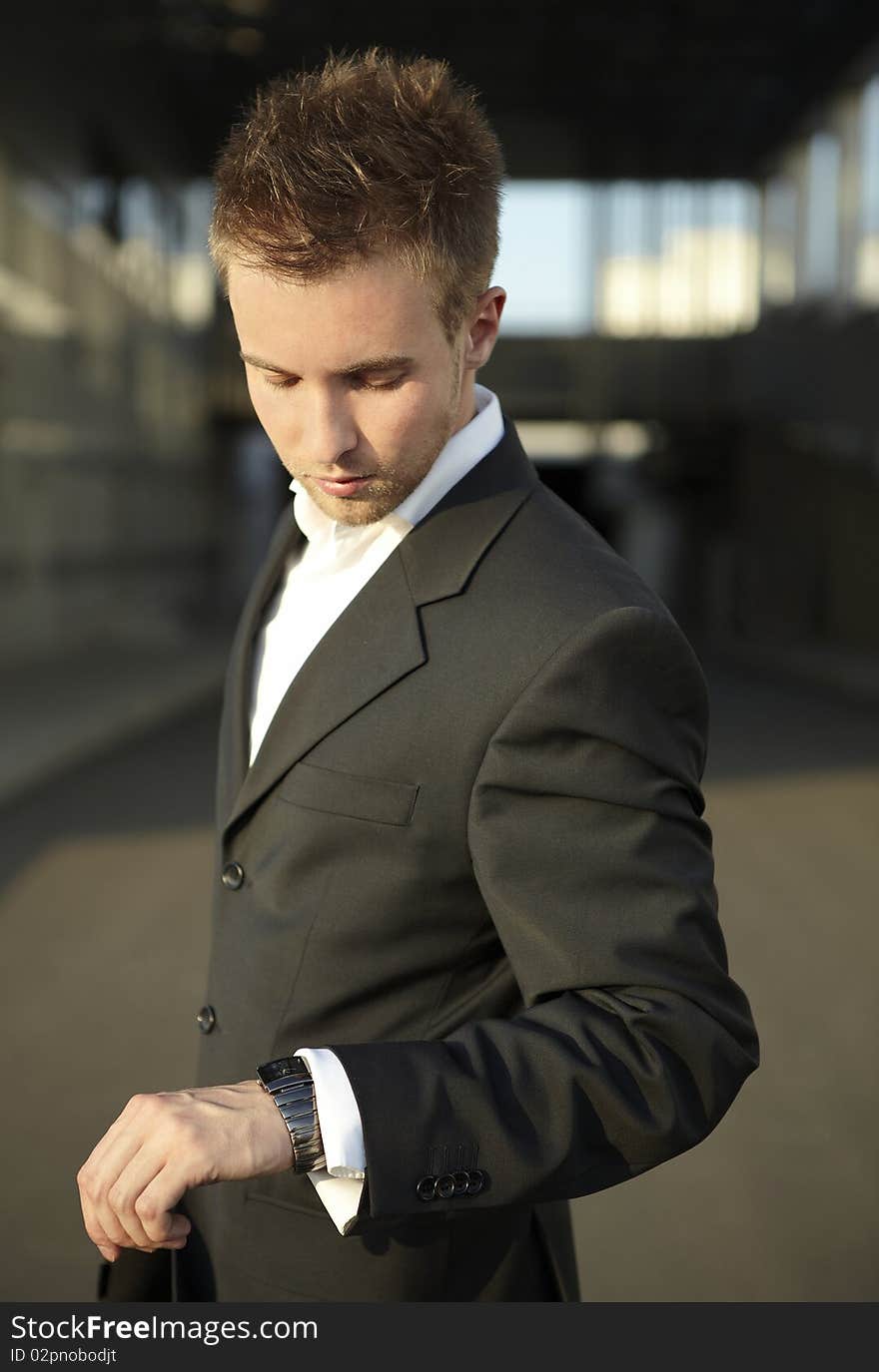 Closeup portrait of young businessman