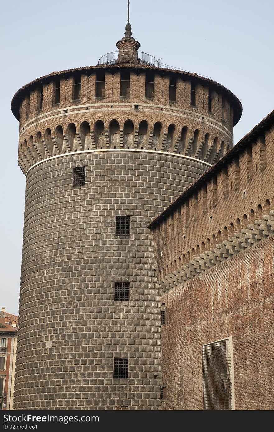 Facade of Sfozesco Castle in Milan, Italy. Facade of Sfozesco Castle in Milan, Italy