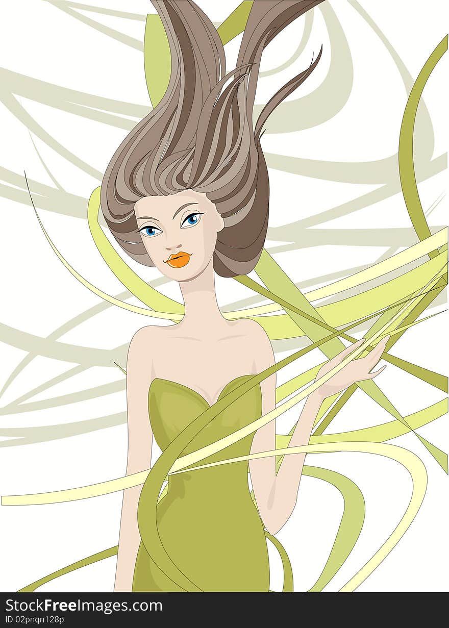 Vector illustration of beautiful fashion girl. Vector illustration of beautiful fashion girl