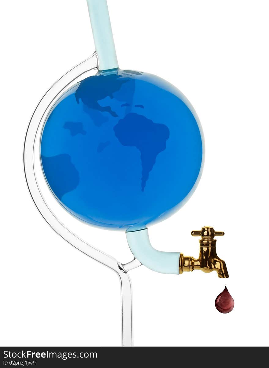 Our Earth with blue water and a drop of oil as a symbol of environmental pollution by industry. Our Earth with blue water and a drop of oil as a symbol of environmental pollution by industry.