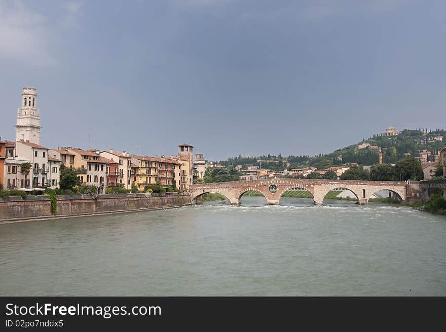 Landscape on Adige river in Verona