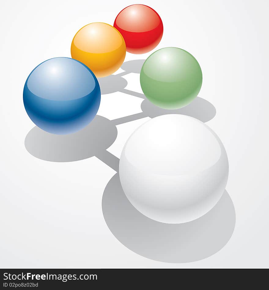 symbolic illustration with balls connected with shadow. symbolic illustration with balls connected with shadow