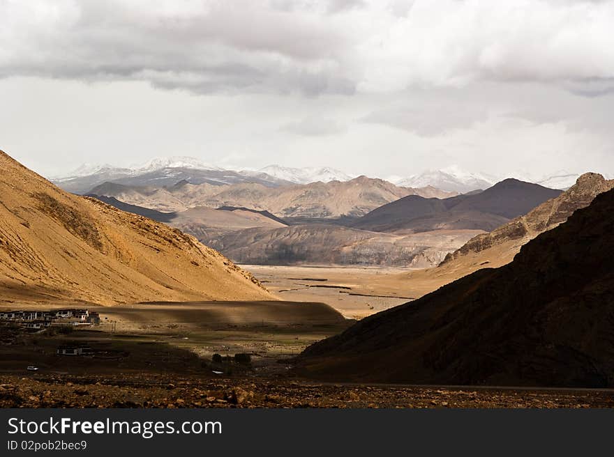 Yellow and brown wildness land in tibet of china. Yellow and brown wildness land in tibet of china