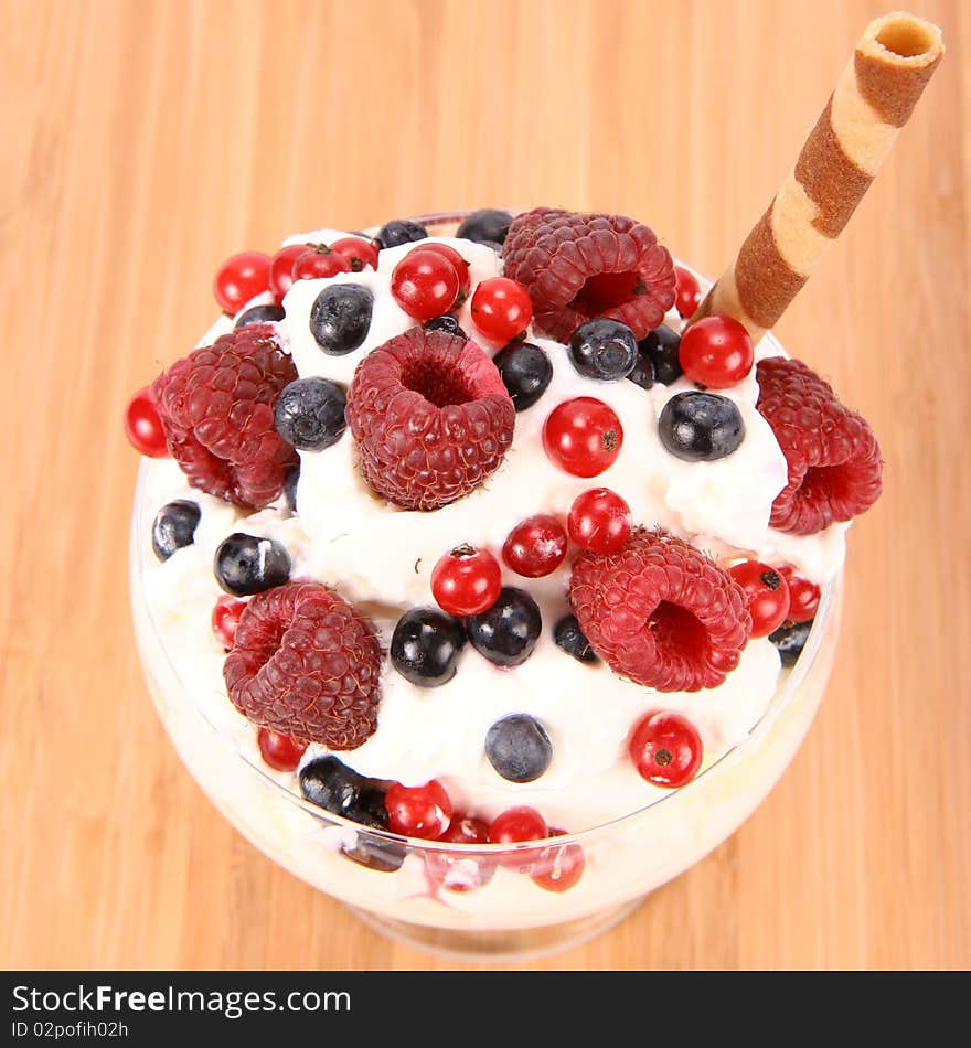 Whipped cream with fruits