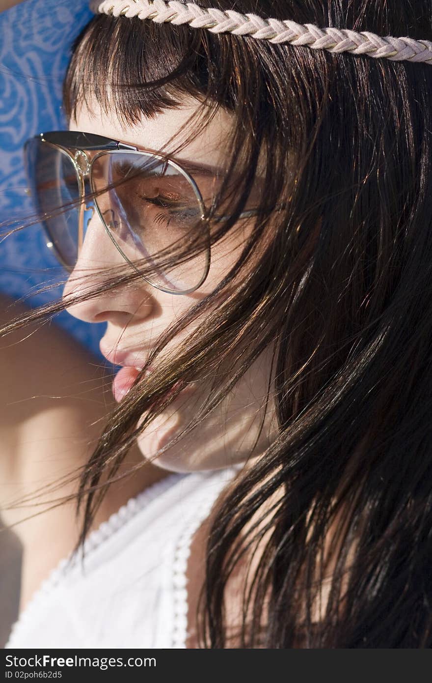 Profile of cute woman with sunglasses