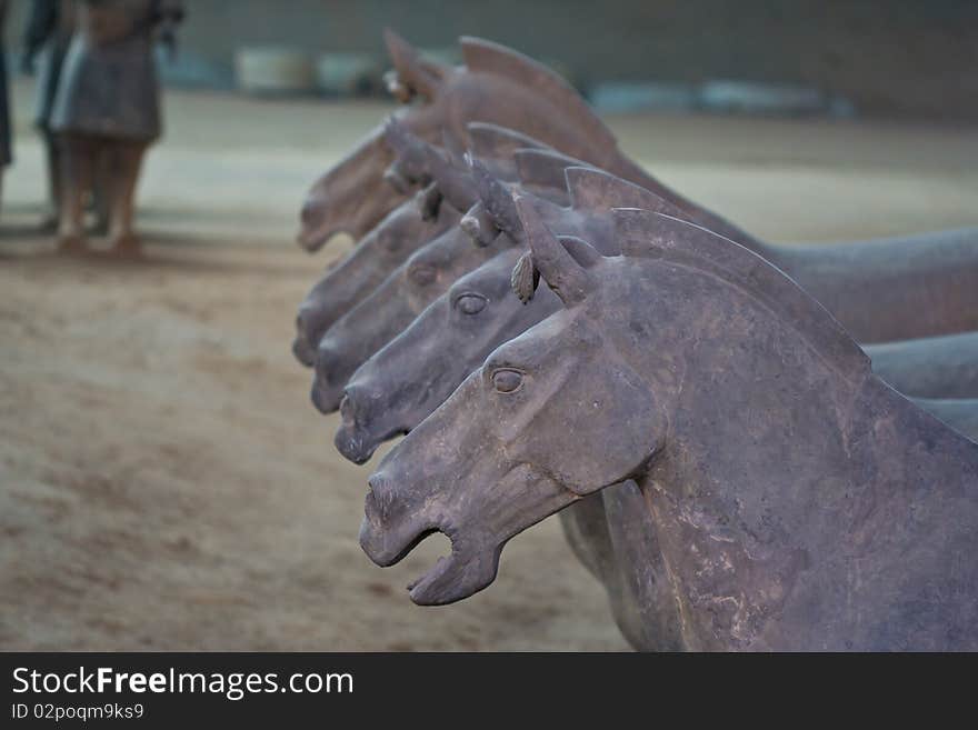 Terracotta horses in Xian, China. Terracotta horses in Xian, China