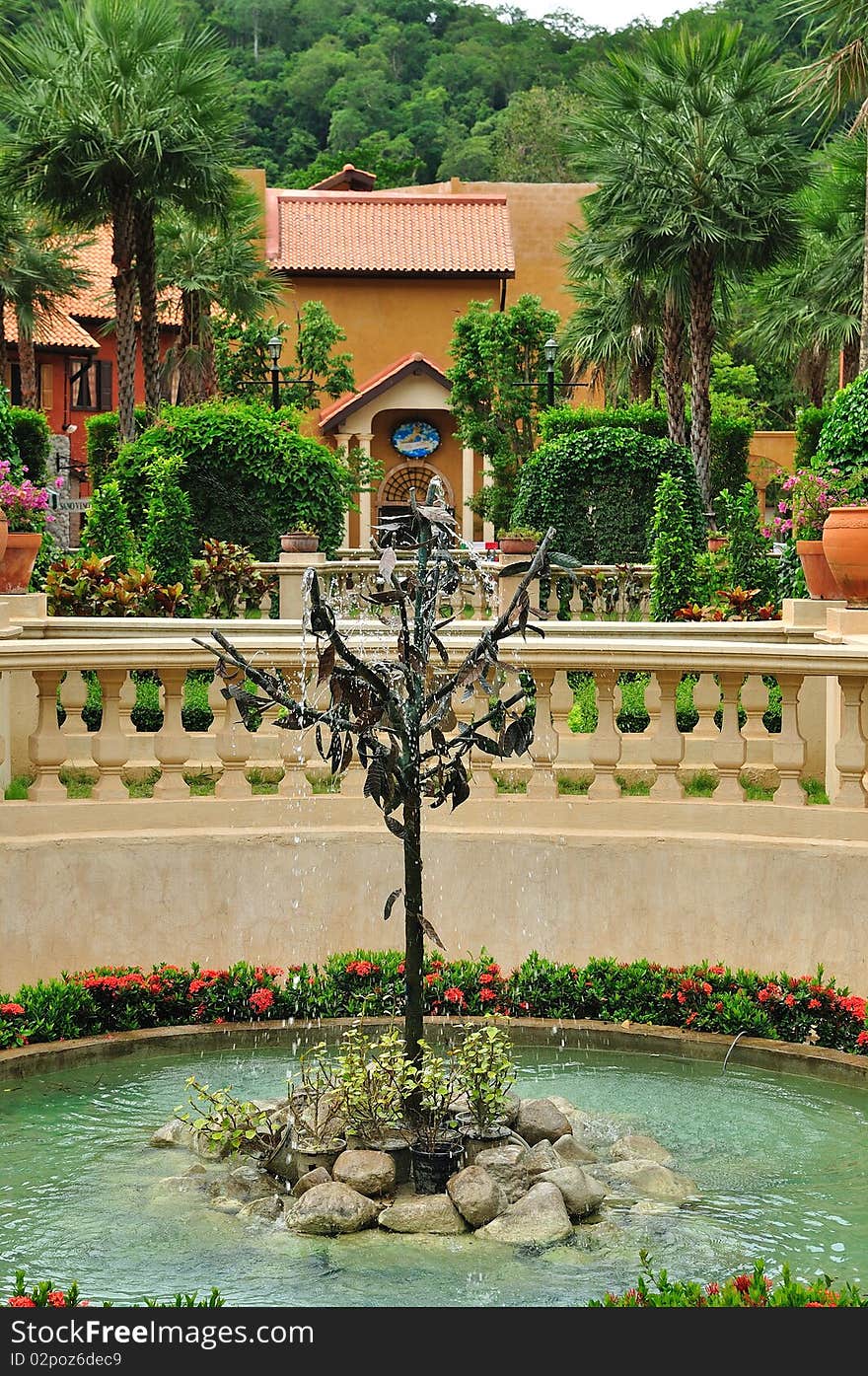 Fountain at palio in Thailand