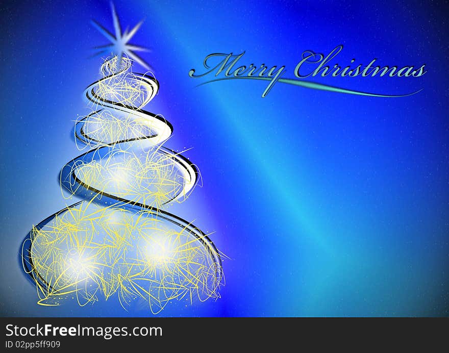 Christmas tree on elegant blue background. Christmas tree on elegant blue background