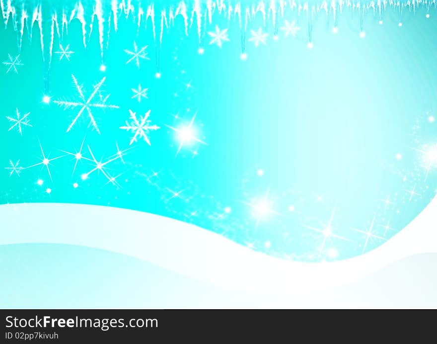 Christmas blue background with snowflakes