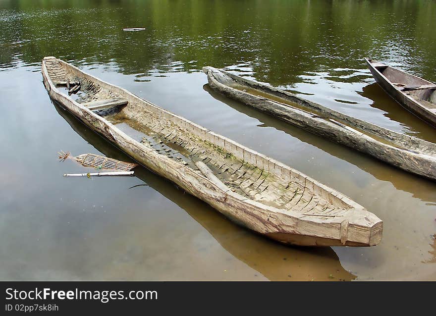 Traditional African wooden boats from Ghana.