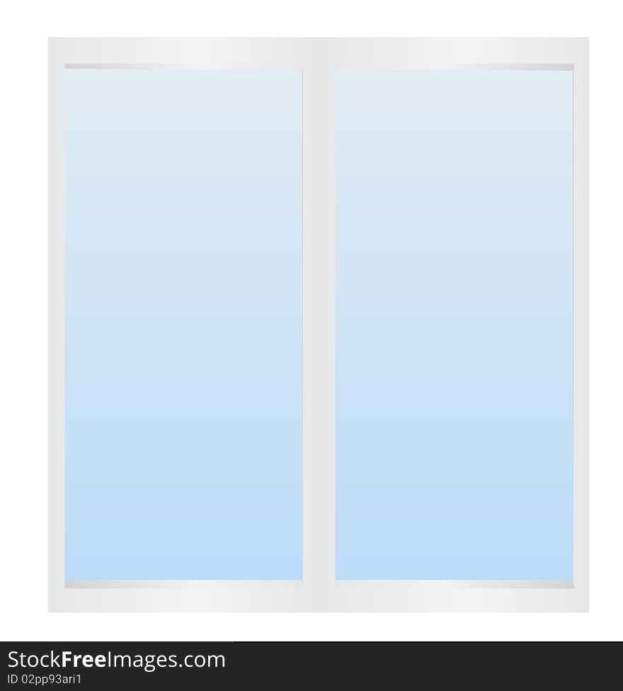 Illustration of modern white plastic window over white background