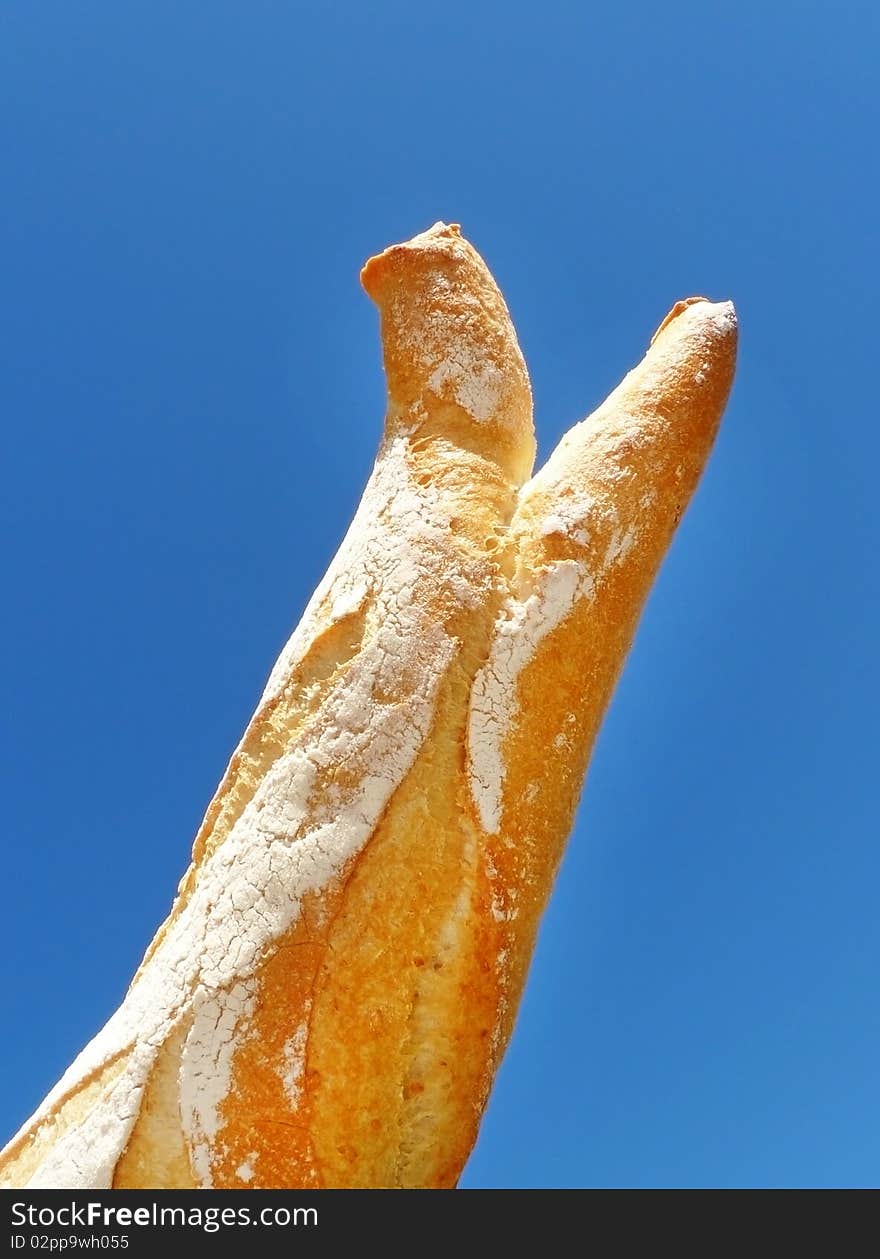 Baguette isolated on blue