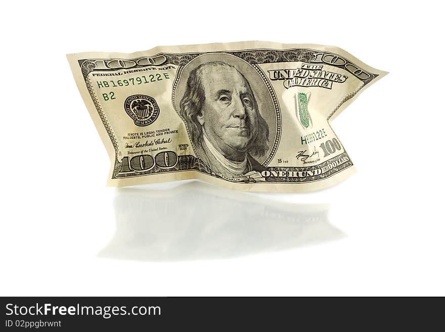 Front view of a hundred dollar bill, isolated on white background. Front view of a hundred dollar bill, isolated on white background.