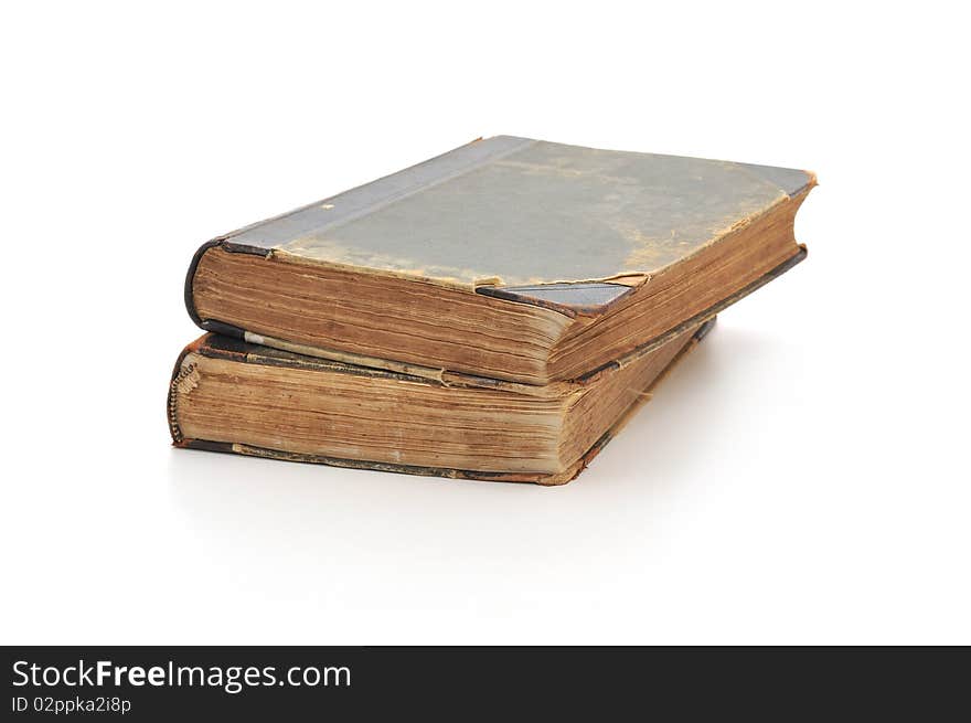 Old books on a white background. Old books on a white background