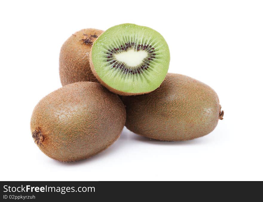 Kiwi fruit on white background