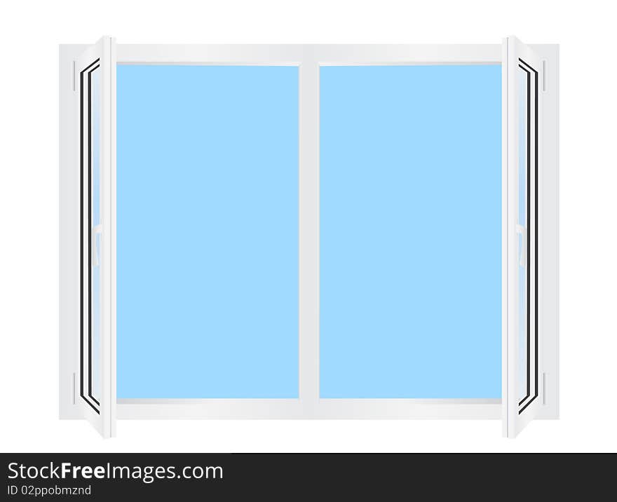 Illustration of modern white plastic window over white background