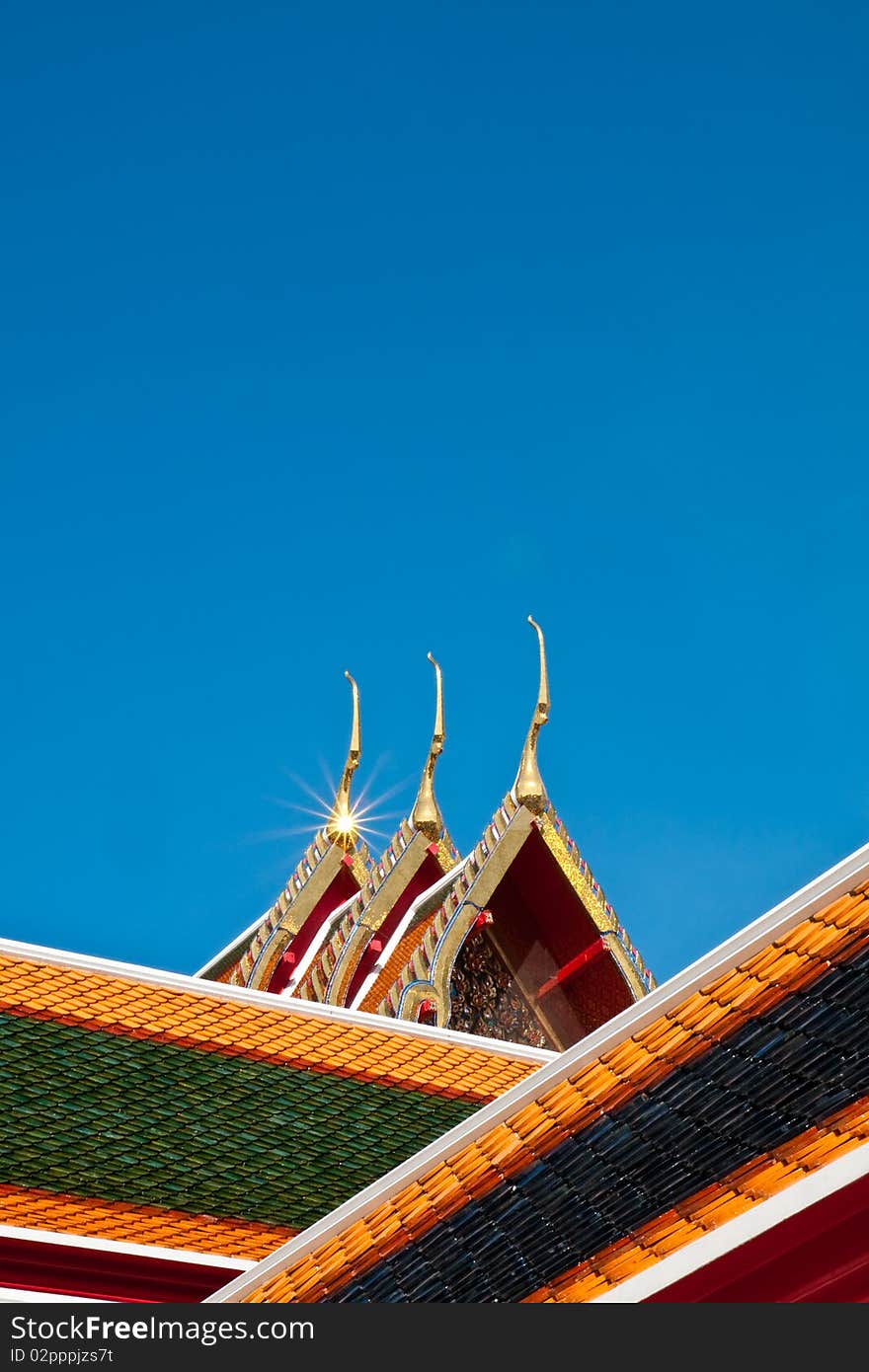 Roof of wat pho in thailand. Roof of wat pho in thailand