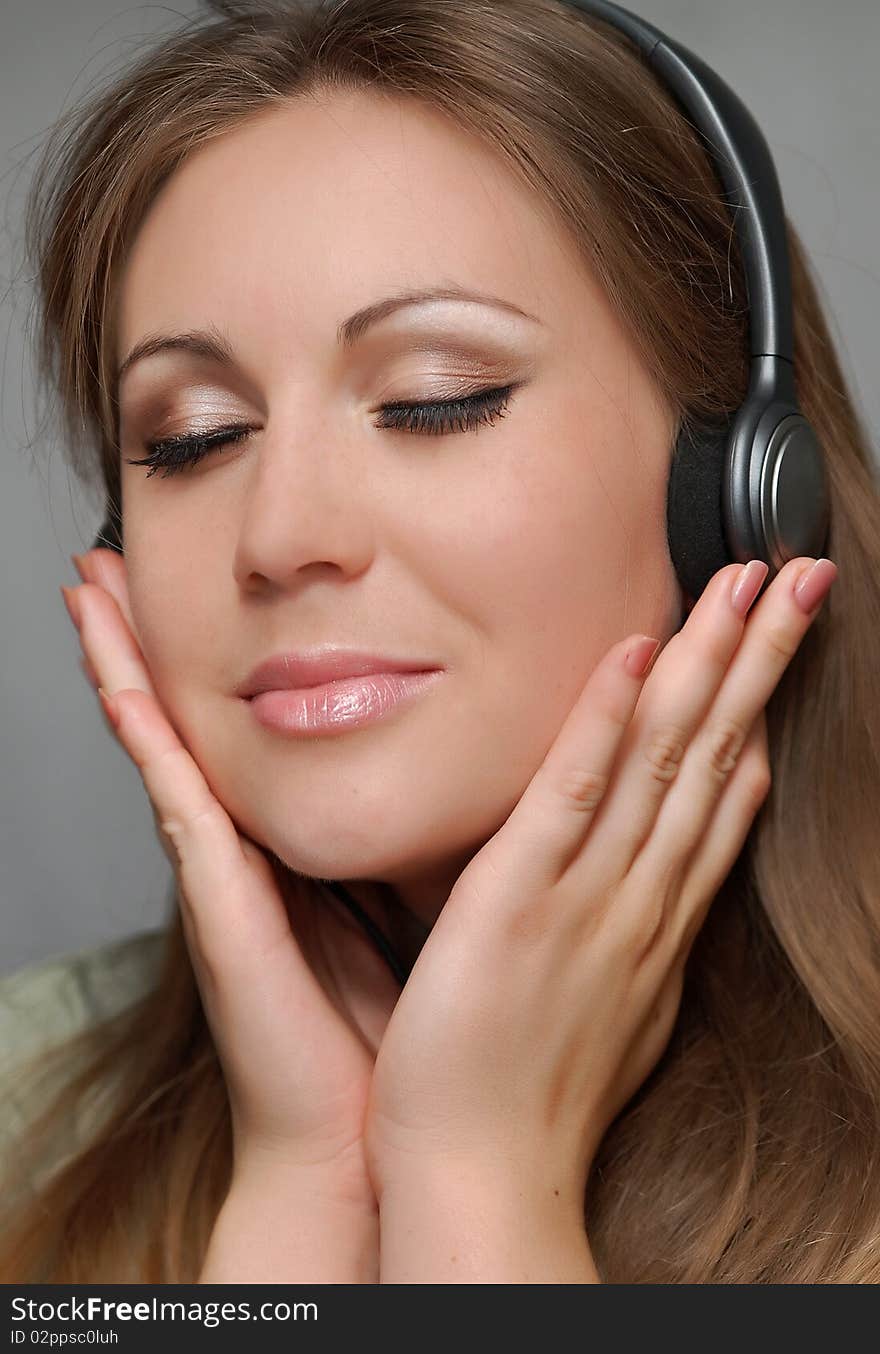 Woman with headset