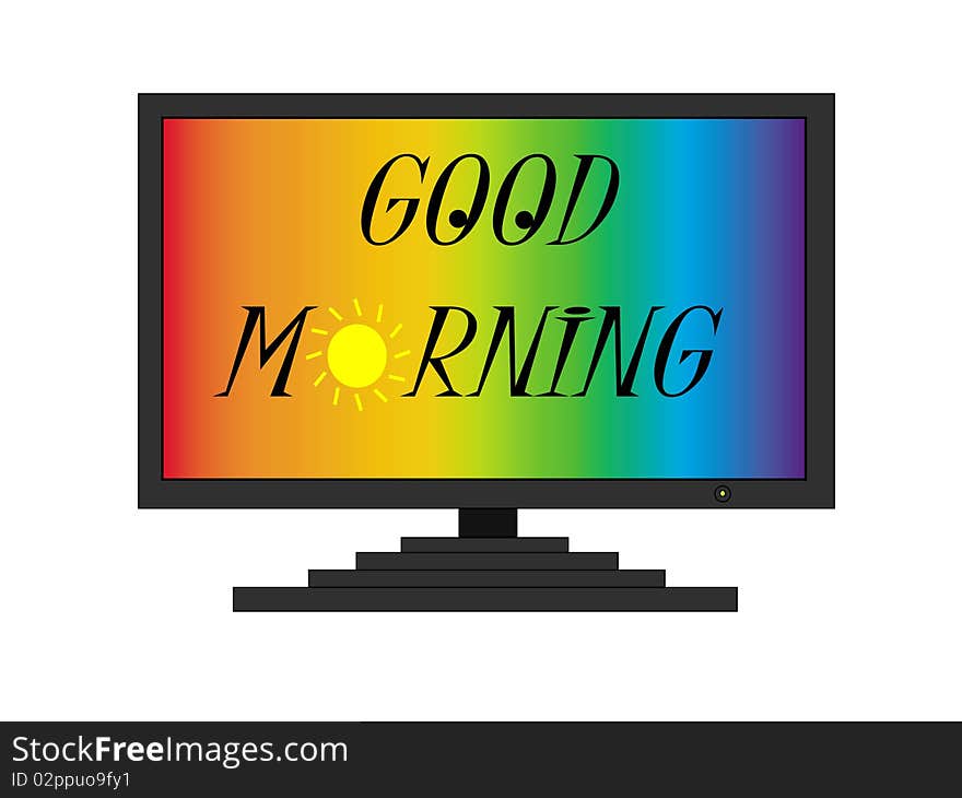 Good morning letters on TV screen