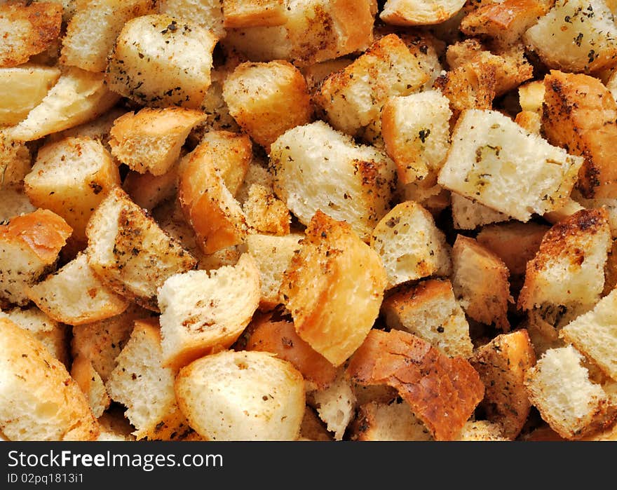 Closeup of croutons