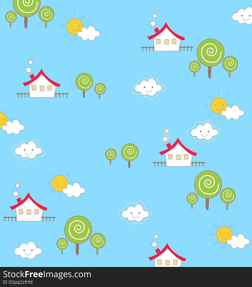 Cute house wallpaper -illustration art