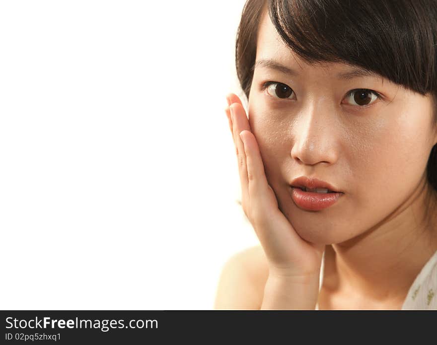 Close-up portrait of young beautiful woman