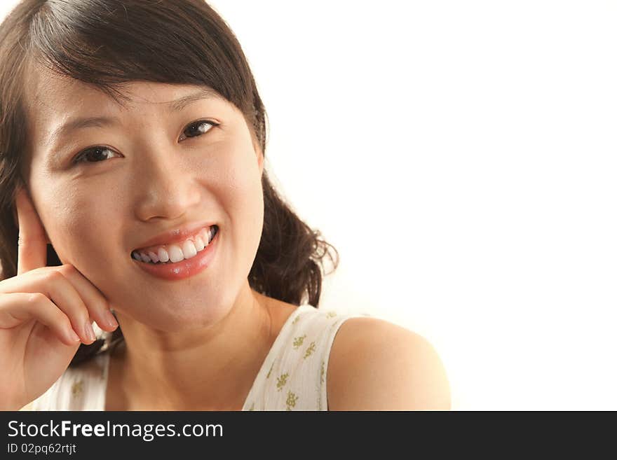 Close-up portrait of young beautiful woman