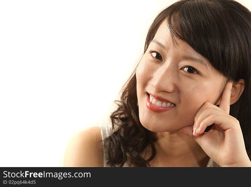 Close-up portrait of young beautiful woman