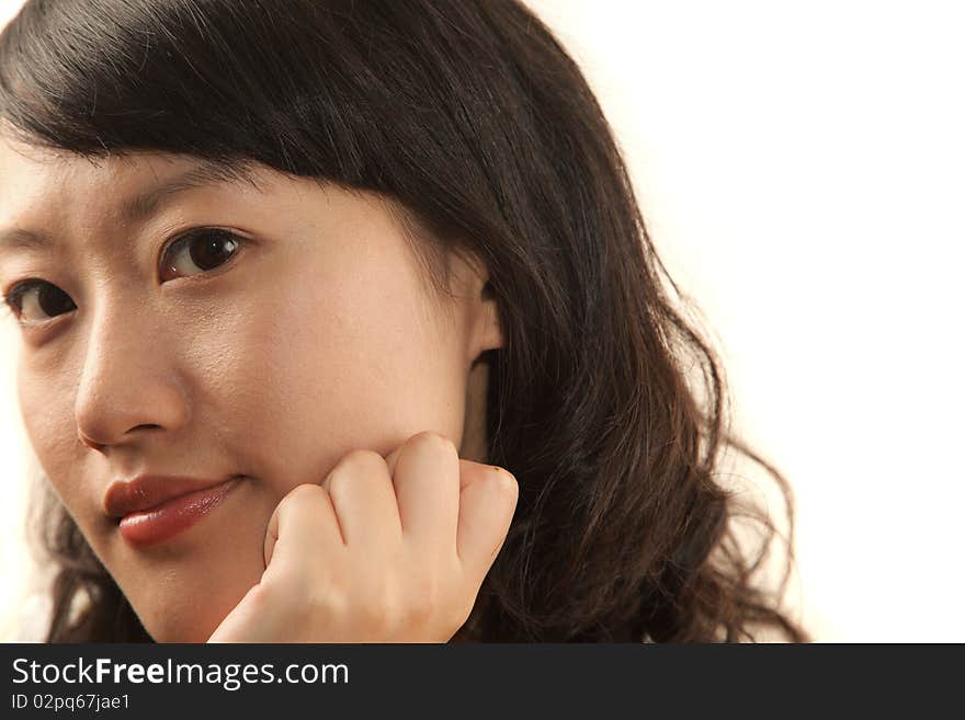 Close-up portrait of young beautiful woman