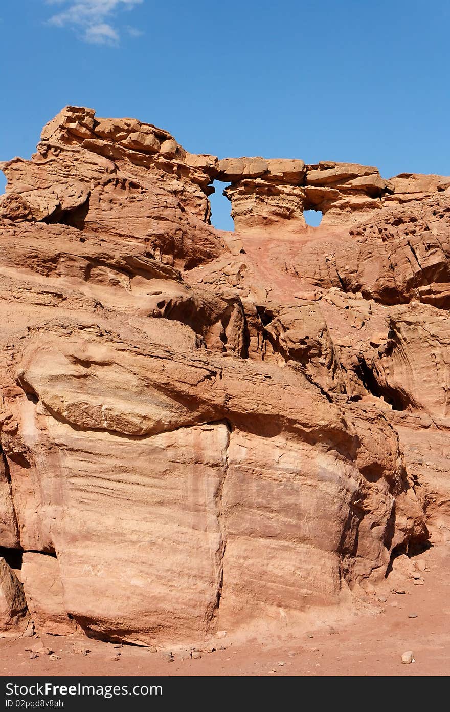 Scenic Weathered Orange Rock In Desert