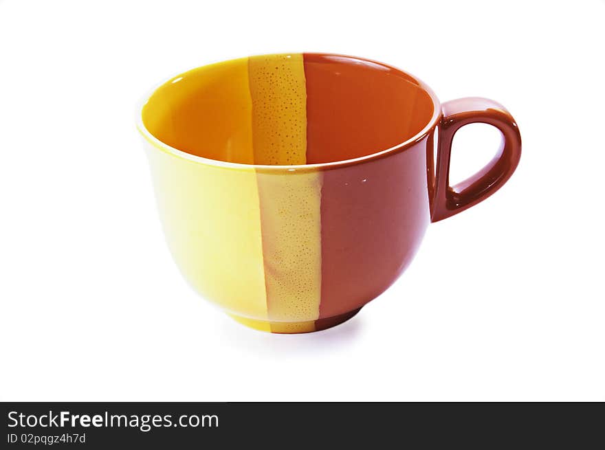 Empty color cup isolated on white background