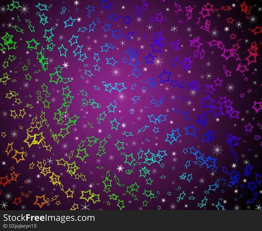 Purple background with colorful stars